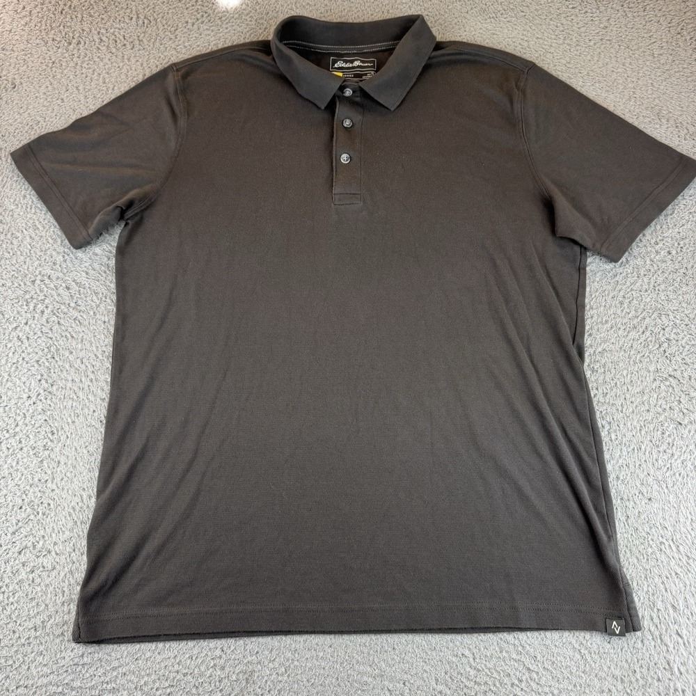 Eddie Bauer Travex Polo Shirt Mens Large Tall Short Sleeve Gray Casual